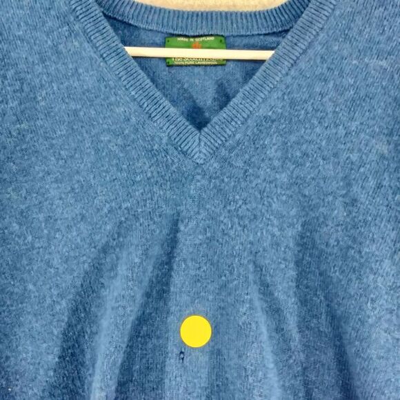 The Scotch House Sweater Mens Sz 46 100% Lambswool Blue V-Neck Pullover Scotland - Picture 2 of 11